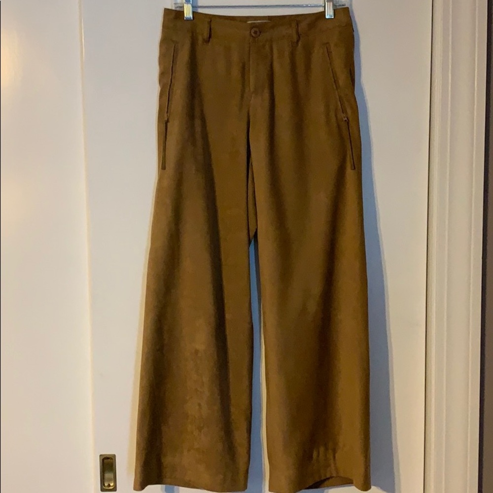 Issey Miyake microsuede wide leg trouser.